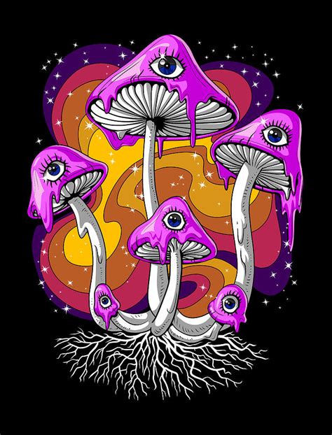 Mushroom Drawing in Pencil. . Trippy mushroom painting